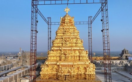 Mantra Gold Coatings Installs World's Largest Gold-Plated Vimana Gopuram at Sri Lakshmi Narasimha Swamy Temple in Hyderabad
