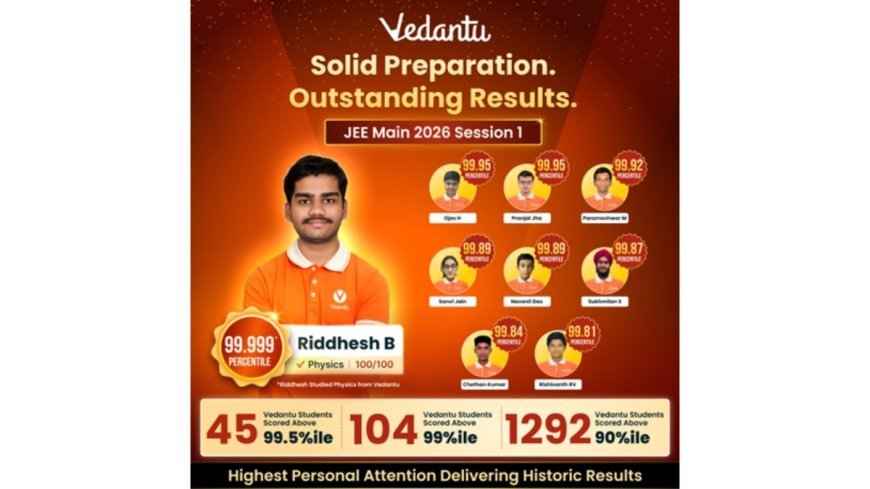Vedantu Delivers Standout JEE Main 2026 Results with 1292 Students Scoring Above 90 Percentile